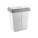 Ribelli Zweimer Duo Müllbehälter mit Deckel Kunststoff Mülleimer für die Küche geruchsdichter Abfalleimer Mülltrennsystem 2 x ca. 25 Liter - Farbe: Grau