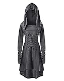 Xinlong Gothic Kleid Damen Mittelalter Renaissance Mit Kapuze Kleid Rock Damenkostüm Cosplay für Halloween Karneval