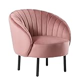 HIC High in the clouds Samt Sessel Wohnzimmer Rosa Modern Loungesessel Sitzhöhe 40cm mit U-förmige Tuftingbespannung Relaxsessel Pink Schlafzimmer und Wohnzimmer Polstersessel Modern Samt Stuhl Rosa