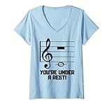 Damen Musiknoten-Trikot Meme Funny Classic Noten Noten Musiker T-Shirt mit V-Ausschnitt