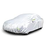Amazon Basics – Wetterfeste Auto-Abdeckung, silberfarben, PEVA mit Baumwolle, Limousinen bis 510 cm