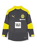 PUMA T-Shirt BVB Training 1/4 Zip Top Jr New, Asphalt-Cyber Yellow, 176, 931122