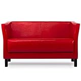 konsimo Sofa 2 Sitzer ESPECTO – Praktisch und Modern Sofa für Wohnzimmer – Polstersofa 130 cm - Kleines Sofa für 2 Personen - Kunstleder - Rot