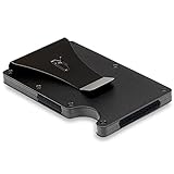 BAYENTO Verso Wallet – Aluminium Mini Kartenhalter mit Geldklammer und Platz für bis zu 10 Kreditkarten - Minimalist Wallet - Geldbörse aus echtem Aluminium mit RFID-Schutz Geschenkbox | (Schwarz)