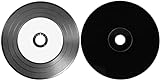 MP-Pro Vinyl CD-R Printable Weiß Inkjet Bedruckbare CD Rohlinge Schwarz 80min/700MB Schallplatte Vinyl Optik in CD Hüllen aus Papier mit Folienfenster (25 Stück)