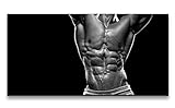 Leinwandbild 120x60cm Sexy Männerkörper Bodybuilder Sixpack Muskeln Kraftvoll Schwarz Weiß