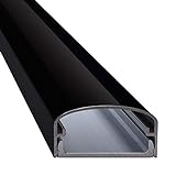 Design Alu Kabelkanal 'BIG MOUTH' für TV , Beamer etc. - schwarz glänzend (Klavierlackoptik) - Länge 40cm - Platz für viele Kabel - 40 x 5 x 2,6cm - komplett aus Aluminium