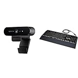 Logitech Brio Stream Webcam, 4K Ultra-HD 1080p, Weites anpassbares Blickfeld, USB-Anschluss - Schwarz & Amazon Basics - Programmierbare mechanische PC-Gaming-Tastatur | RGB-LED-Hintergrundbeleuchtung