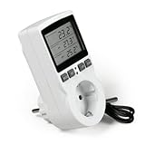 Perfect Steckdosen-Thermostat - Klimaregelung -40 bis +120°C - 368W - 230V/16A - für Heiz- und Kühlgeräte - mit 1,7m Kabel Temperatur-Fühler
