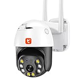 5MP WIFI PTZ IP-Kamera, Tuya Alexa Wireless Outdoor Automatische Tracking-Sicherheit Wasserdichte Überwachung Audio-Dome-Kamera,Cam+128g