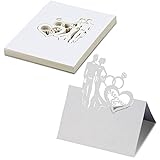 FRUHLING 60 Stück Tischkarten Hochzeit Platzkarten Liebe Herz Laser Schnitt Namenskärtchen Sitzkarten Namensschilder für Hochzeiten