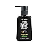 OLIVOS Olive Oil Charcoal Liquid Soap, flüssige Handseife mit Aktivkohle Kohle Seife (1)