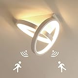 LED Flur Deckenleuchte mit Sensor 24W Deckenlampe mit Bewegungsmelder Innen Sensorlampe mit Tageslichtsensor Moderne Deckenbeleuchtung für Treppe Wohnzimmer Bad Balkon Küche Garage Veranda Büro Lampe