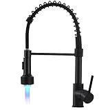 AIMADI Wasserhahn Küche Armatur Schwarz LED Küchenarmatur mit Brause 360° schwenkbar Mischbatterie Spültischarmatur Sp