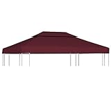Leepesx Pavillon-Dachplane mit Kaminabzug, Pavillon Ersatzdach, Faltpavillon Dach, Gartenpavillon Dach, Ersatzdächer Für Pavillons, 310 g/m² 4x3 m Weinrot