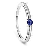Miore Verlobungsring für Damen mit Edelstein/Geburtsstein blauer Saphir 0.13 carat Ring aus Weißgold 9 Karat/ 375
