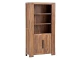 Woodkings Bücherschrank Osbon | Bücherregal aus Massivholz Akazie | Schrank für Wohnzimmer Büro oder Küche | Viel Stauraum mit Regalböden & Türen | Zeitloses Desig