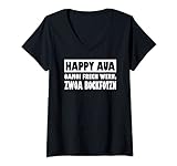 Damen HAPPY AUA - OAMOI FRECH WERN, ZWOA BOCKFOTZN T-Shirt mit V-Ausschnitt