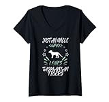Damen Nur ein Onkel, der Tasmanian Tigers liebt T-Shirt mit V-Ausschnitt