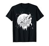 Wolf heulend im Wald Wildlife handgezeichneter Mond Natur Nacht T-Shirt