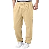 Jogginghose Herren Lang Baggy, Sweatpants Breite Baumwolle Sporthose Graue Elastische Taille Jogging Hose Open Leg Jogger Winter Warme Männer Sweathose Mit T