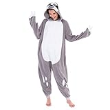 Spooktacular Creations Unisex Erwachsene Faultier Kostüm Schlafanzug Jumpsuit, Plüsch Onesie Pyjama für Damen Herren (Small)