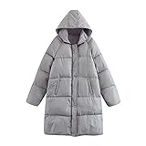 Reißverschluss Frauen Lange Mantel Solide Jacke Outwear Winter Warme Knöpfe Autume Damen Parkas Winterjacke Frauen, grau, 48