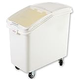 MLYY Vorratsdosen Aufbewahrungsbox 50 kg extra großer Mehlspender mit Rädern, Bäckerei/Cafeteria/Restaurant Reisbehälter, weißer Kunststoff, luftdicht, dünne Getreideaufbewahrung