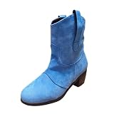 Kurze Damenstiefel, große Größe, Slip-Up-Stiefel mit niedrigem Absatz, lässige Retro-Römerstiefel, einfarbig, rutschfest, mittelhohe Schuhe, Vintage-Stiefel ohne Schnürsenkel, w