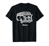 Volkswagen VW Camper Doodle T-Shirt, Unisex, Schwarz, S, Kurzarm, T-Shirt, Retro, Volkswagen Camp