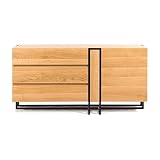 Danzz Morino-Holzkommode aus massivem Eichenholz, Schrank mit Ablagen aus echtem Holz im modernen Stil, handgefertigte Möbel aus Massivholz, 45x180x80