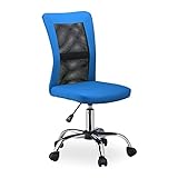 Relaxdays Bürostuhl, höhenverstellbarer Drehstuhl, ergonomisch, bequem, 90 kg belastbar, HxBxT: 102 x 55 x 55 cm, blau