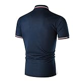 Mens Frühling Sommer Casual Top Shirt Gestreiftes Patchwork Shirt Mode Lose Kurzarm T-Shirt Hemd Jungen (S,Marine)