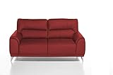 Mivano 2-Sitzer Couch Frisco / 2er Ledercouch in Kunstleder passend zum Sessel und 3er Sofa Frisco / Sofagarnitur / 166 x 92 x 96 / Rot
