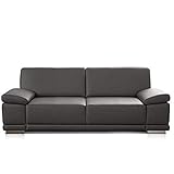 CAVADORE 3-Sitzer Sofa Corianne in Kunstleder / Leder-Couch in hochwertigem Kunstleder und modernem Design / Mit Armteilfunktion / 217 x 80 x 99 / Kunstleder grau