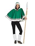 Generique - Eskimo-Kostüm Poncho Kostümzubehör für Fasching grün-Weiss