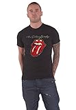 The Rolling Stones Herren Plastered Tongue T-Shirt, Schwarz (Black Black), Large