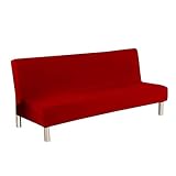 Meicynhoger Sofabezug ohne Armlehnen 3 Sitzer/2 Sitzer, Stretch Sofaüberwurf für Schlafsofa (L,Rot)