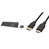 Hama Funk-Tastatur Maus Set (QWERTZ Tastenlayout, kabellose ergonomische Maus), schwarz anthrazit & Amazon Basics DisplayPort auf HDMI Kabel mit vergoldeten Steckern 1,8 m