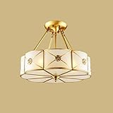 Glas Halbbündige Deckenleuchte 4-Licht Gold Kupfer Sputnik Kronleuchter Beleuchtung Modernes Design Trommel Deckenleuchte für Schlafzimmer Wohnzimmer Esszimmer Flur (4-Licht)