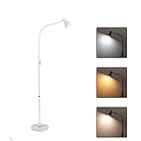 KICNAD Standleuchten LED Moderne Stehlampe Bodenleuchte Leselampe mit flexiblem Schwanenhals mit abgelegener Dimmbar for Schlafzimmerbüro Stehleuchte (Color : White)