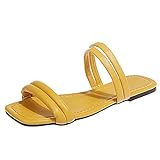 Sommer Schuhe hausschuhe Damenflipflops Strass Beach lässige Zehen offene Wohnungen Damenpantoffeln Slippers (Yellow, 36)