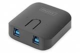 DIGITUS USB 3.0 Sharing Switch - 5 Gbps - teilen Sie EIN USB-Gerät mit Zwei PCs - Gerätewechsel per Knopfdruck - Status LED - Plug & Play - ohne externes Netzteil - schw