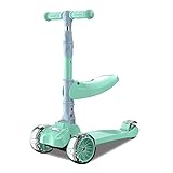 UKUOFL Das Faltbare Vierrad für Kinder kann auf einem Roller sitzen DREI-in-Eins-Lift-Licht-Typ-Schiebe-Baby-Roller Happy House