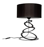 Light-Home Lampenschirm Tischlampe Modern - Elegante Nachttischlampe für Schlafzimmer Wohnzimmer - Tischleuchte E27 - 45x30 cm - Schwarz und Schwarz