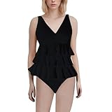 YWLINK Sexy Bikini Damen Badeanzug v Ausschnitt Push up Bademode Swimsuit Bikini Sets Tankini Damen Grosse grössen high Waist Schwimmanzug,bauchweg Body Monokini Kleidung Badeanzug Sport schwarz 1208