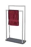 WENKO Ravina Handtuchhalter aus Edelstahl [stehend] Handtuchständer mit 2 Handtuchstangen fürs Bad, Handtücher, Handtuchleiter