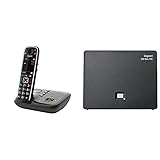 Gigaset E720A - Schnurloses Premium Seniorentelefon mit Anrufbeantworter, schwarz & DECT Basisstation GO Box 100 - Verbindung analog über TAE-Anschluss oder per LAN-Kabel an Ihrem Router - schwarz