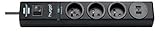 Brennenstuhl 1150611503 Hugo Steckdosenleiste 3-fach/2 Steckdosen USB mit Überspannungsschutz Kabel 2 m, 230 V, Schwarz