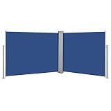 Xichuzi Ausziehbare Seitenmarkise, Sichtschutz Terrasse, Windschutz Terrasse, Terrassen-sichtschutz, Trennwand Balkon, Markise Seitenwand, Blau 140 x 1000